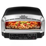 Big Horn 14 inch indoor electric pizza oven with a stainless front, black body and a digital control panel