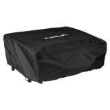 Black Blackstone 1724 cover drawn over a 22 inch tabletop griddle, Blackstone patch on its top
