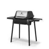 Porta-Chef 120 from the front right, lid closed, side shelves out, thermometer set in the stainless lid badge