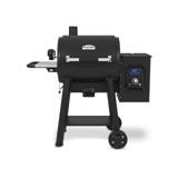 Broil King Regal Pellet 400 pellet grill, black barrel lid with stainless handle, side hopper and lit digital controller