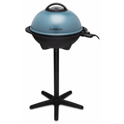 Cuisinart CEG-1149 with its teal domed lid closed, on the black pedestal stand, control probe and cord at right