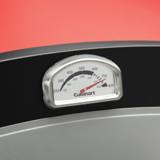 The lid thermometer on the Cuisinart CPO-401, scaled from 200 to 800 degrees with a marked PIZZA zone