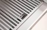 Close-up of the CM430s stainless cooking grid, angled bars running over the grate frame