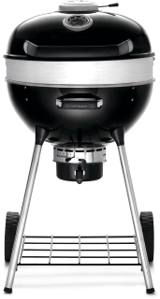 Napoleon PRO22 charcoal kettle, black lid and bowl split by a stainless ring, on four legs with two wheels