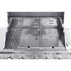 Nexgrill Evolution Infrared Plus firebox from above: bar grates at the left, flat steel plates across the rest