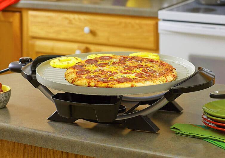 George Foreman Indoor|Outdoor 15+ Serving Domed Electric Grill With Ceramic Plates & Temperature Gauge - Gun Metal Open