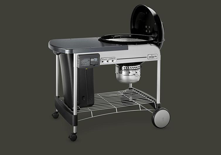Weber 22" Performer Deluxe Charcoal Grill (With Gas Ignition) Open